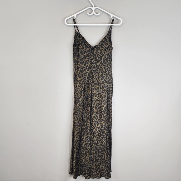 Zara Leopard Satin Slip Cowl Neck Dress XS - Picture 7 of 11